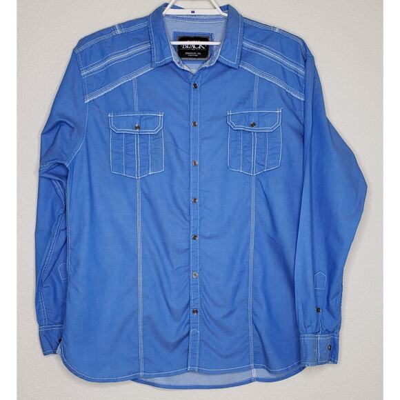Buckle Black Other - Buckle Black Mens Shirt XXL Blue Athletic Fit Collared ButtonDown w/ Pockets L/S